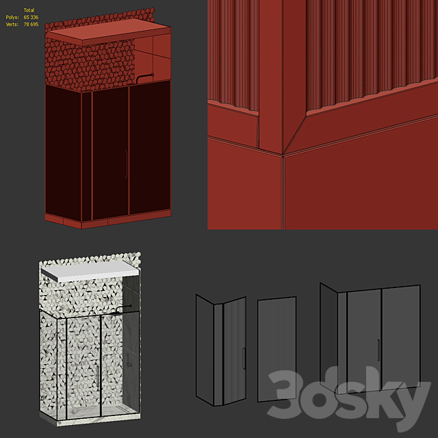Shower enclosure with grooved glass 3DS Max Model - thumbnail 6