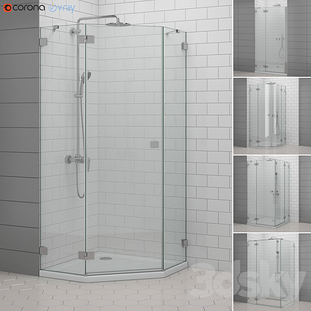 Shower enclosures and doors Radaway | Essenza 3ds Max - thumbnail 1