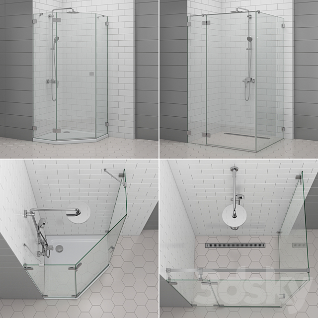 Shower enclosures and doors Radaway | Essenza 3ds Max - thumbnail 3