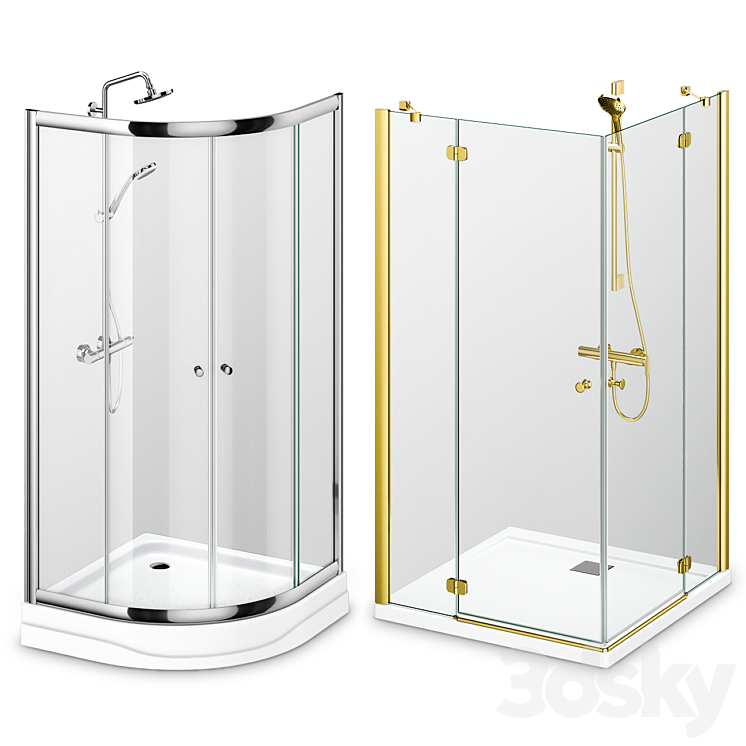 Shower enclosures and doors Radaway set 164 3DS Max Model - thumbnail 2