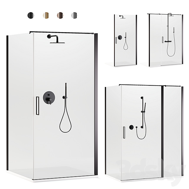 Shower enclosures Arblu Icaro + shower systems Paffoni set 1 3DSMax File - thumbnail 1