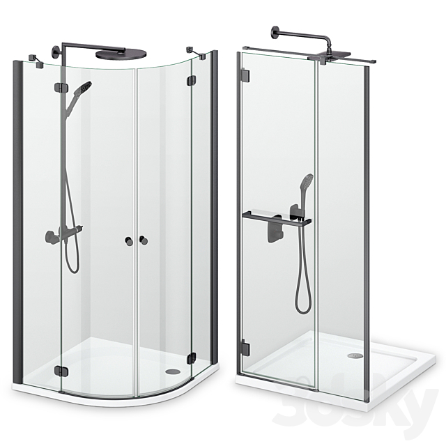 Shower enclosures Radaway Carena black 3DS Max Model - thumbnail 2