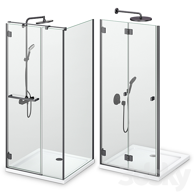 Shower enclosures Radaway Carena black 3DS Max Model - thumbnail 3