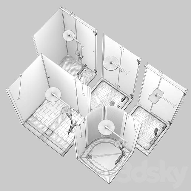 Shower enclosures Radaway Carena black 3DS Max Model - thumbnail 7