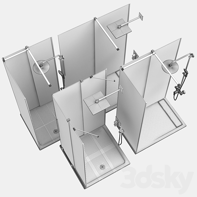 Shower enclosures Radaway | Furo gold set 115 3DS Max Model - thumbnail 5