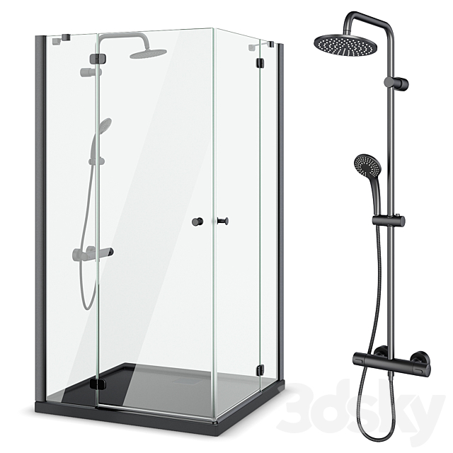 Shower enclosures Radaway | Torrenta black 3DS Max Model - thumbnail 3