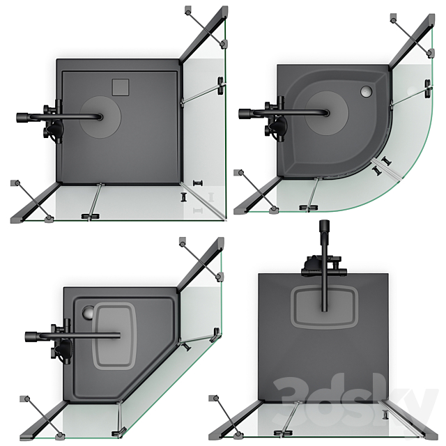 Shower enclosures Radaway | Torrenta black 3DS Max Model - thumbnail 5