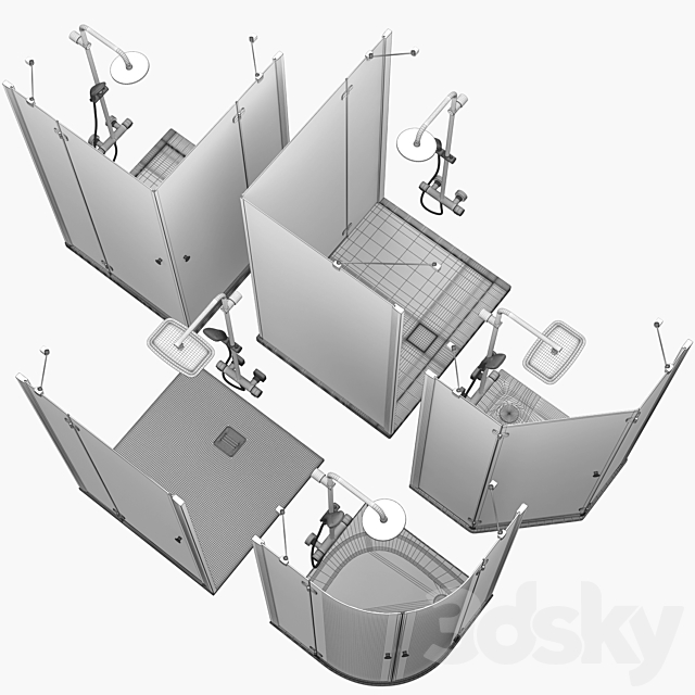 Shower enclosures Radaway | Torrenta black 3DS Max Model - thumbnail 7