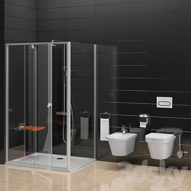 Shower Ravak Pivot and toilet bidet Ravak Chrome 3ds Max - thumbnail 1