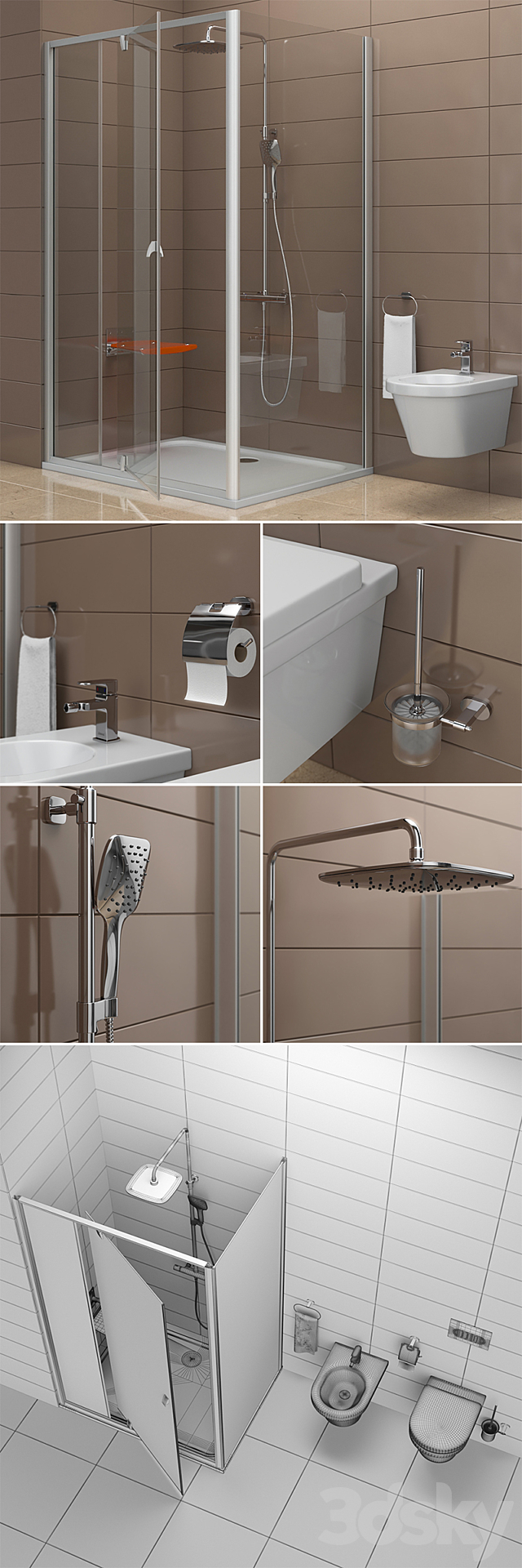 Shower Ravak Pivot and toilet bidet Ravak Chrome 3ds Max - thumbnail 3