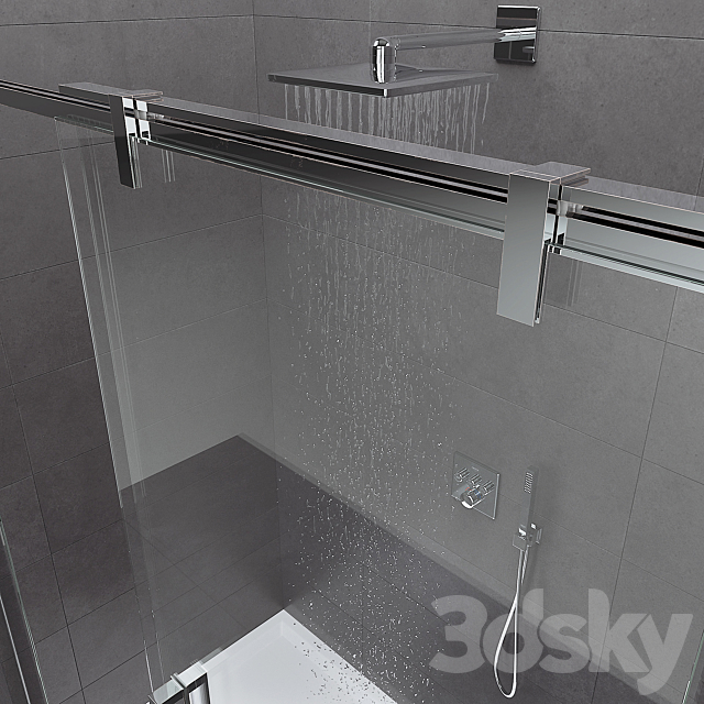 Shower Room and Grohe Set 01 3DS Max Model - thumbnail 2