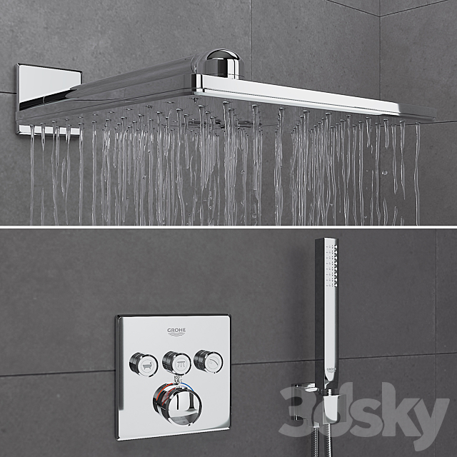 Shower Room and Grohe Set 01 3DS Max Model - thumbnail 3