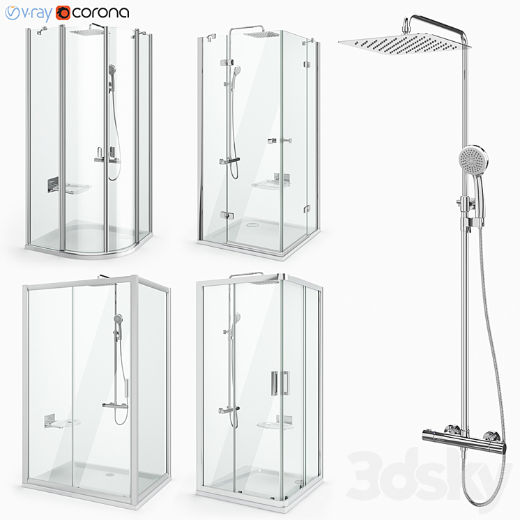 Shower set Ravak set 30 3DS Max - thumbnail 1