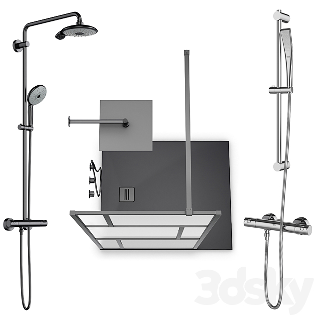 Showers Radaway West One Bathrooms and Ideal set 125 3DS Max Model - thumbnail 5