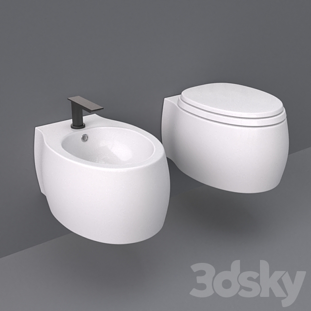 Agape Pear 2 WC and bidet wall-mounted 3ds Max - thumbnail 1