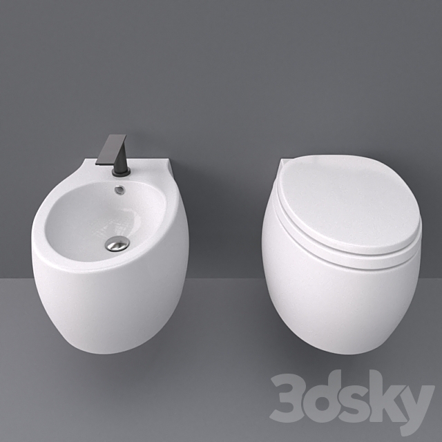 Agape Pear 2 WC and bidet wall-mounted 3ds Max - thumbnail 2