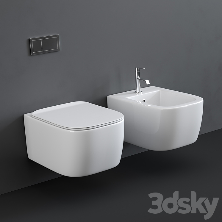 Antonio Lupi Komodo Wall Hung Toilet and Bidet 3DS Max - thumbnail 1