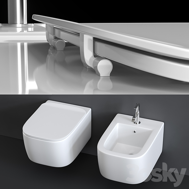 Antonio Lupi Komodo Wall Hung Toilet and Bidet 3DS Max - thumbnail 2