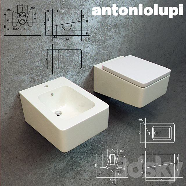 ANTONIO LUPI SANITARY WARE SQUADRO 3ds Max - thumbnail 1