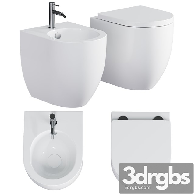 Back to wall wc and bidet 48cm flo kerasan - thumbnail 1