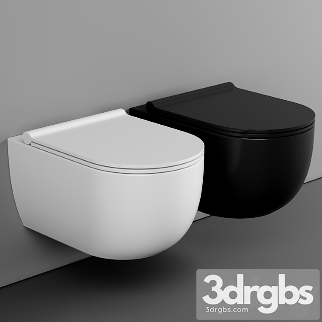 Bagnodesign koy matt black rimless wall hung toilet with soft close seat - thumbnail 1