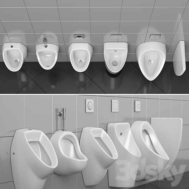 Cersanit set 74 urinal partition set 3DS Max Model - thumbnail 2