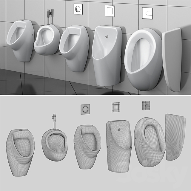 Cersanit set 74 urinal partition set 3DS Max Model - thumbnail 3