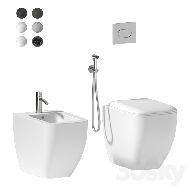 Cielo Shui Comfort Back to wall WC _ Bidet 3ds Max - thumbnail 1