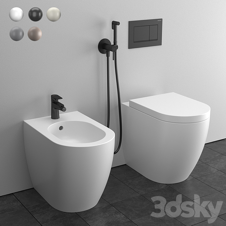 Cielo Smile Back to wall WC \/ Bidet 3DS Max - thumbnail 1