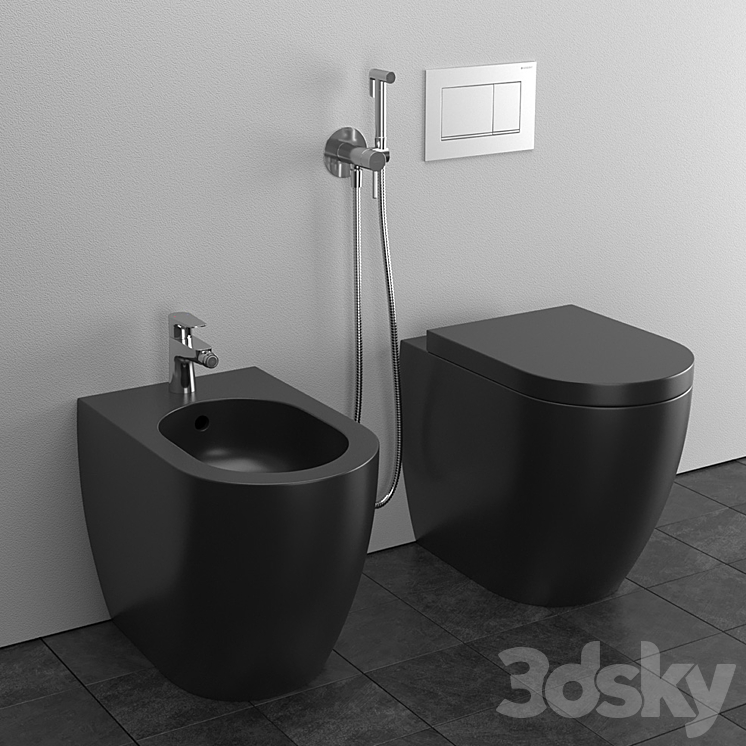 Cielo Smile Back to wall WC \/ Bidet 3DS Max - thumbnail 2