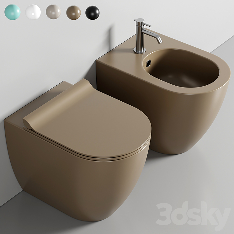 COLOR ELEMENTS 55X36 Toilet By GSI ceramica 3DS Max Model - thumbnail 1