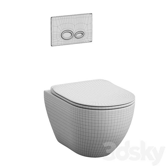 Creavit Free Toilet with Drop Button 3DS Max Model - thumbnail 2