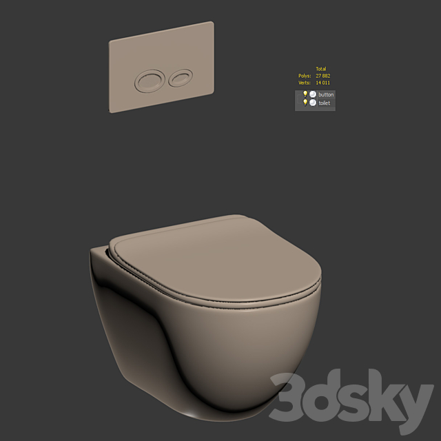 Creavit Free Toilet with Drop Button 3DS Max Model - thumbnail 3