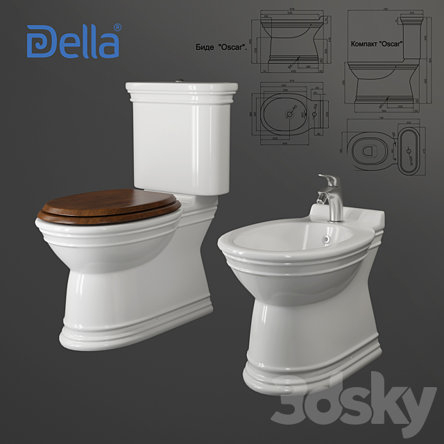 Della. Toilet bowl bidet Oskar 3ds Max - thumbnail 1