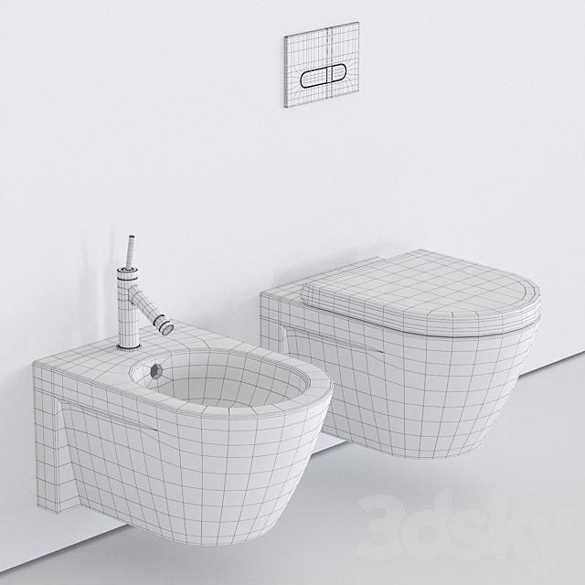 Duravit Starck 2 Wall-hung WC 3ds Max - thumbnail 3