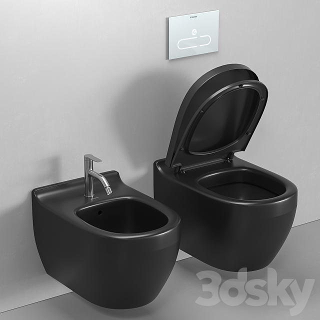 Duravit Starck 3 wall-hung toilet and bidet 3DS Max Model - thumbnail 2