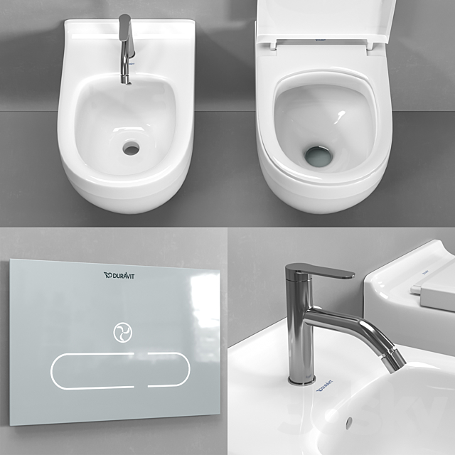 Duravit Starck 3 wall-hung toilet and bidet 3DS Max Model - thumbnail 3