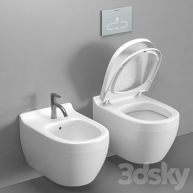 Duravit Starck 3 wall-hung toilet and bidet 3DS Max Model - thumbnail 4