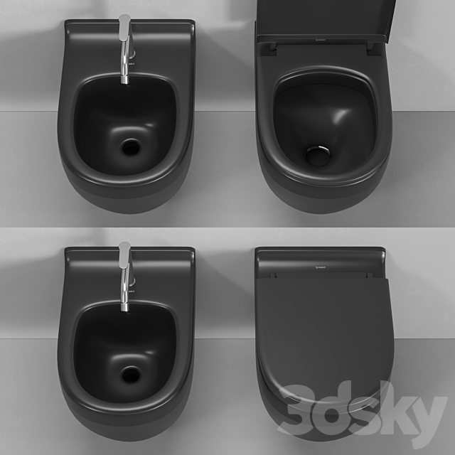 Duravit Starck 3 wall-hung toilet and bidet 3DS Max Model - thumbnail 6