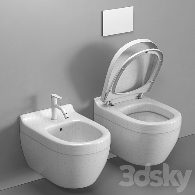 Duravit Starck 3 wall-hung toilet and bidet 3DS Max Model - thumbnail 7