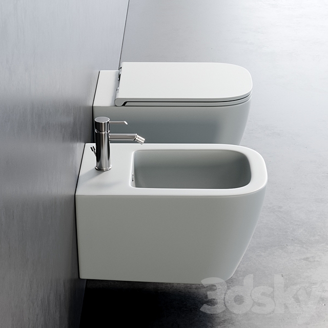 Esedra by SDR Ceramiche Quadra Wall-Hung WC 3DS Max Model - thumbnail 2