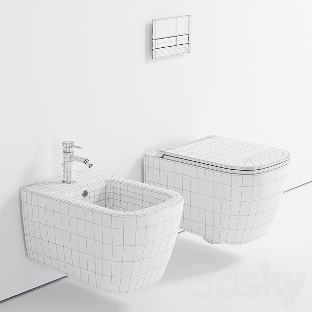 Esedra by SDR Ceramiche Quadra Wall-Hung WC 3DS Max Model - thumbnail 3