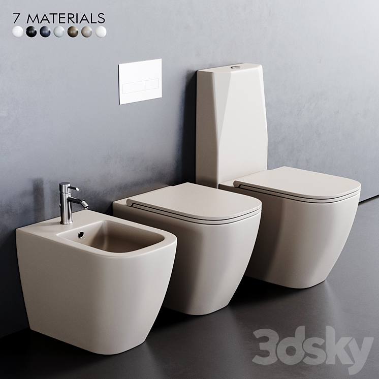 Esedra by SDR Ceramiche Quadra WC 3DS Max - thumbnail 1