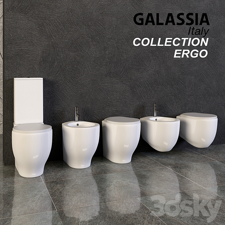 Gallasia Ergo toilet bidet 3DS Max - thumbnail 2