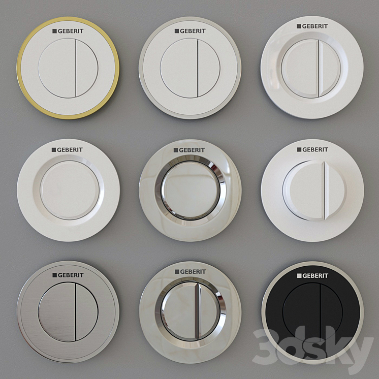 GEBERIT flush buttons 3DS Max - thumbnail 1