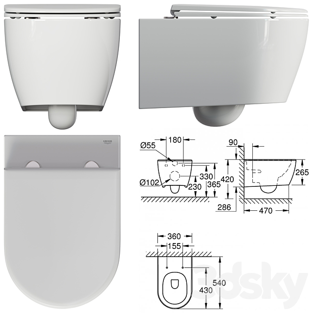 Grohe essence rimless 3DS Max Model - thumbnail 2