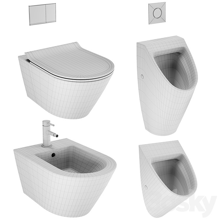 GSI Color Elements WC \/ Bidet \/ Urinals 3DS Max Model - thumbnail 2