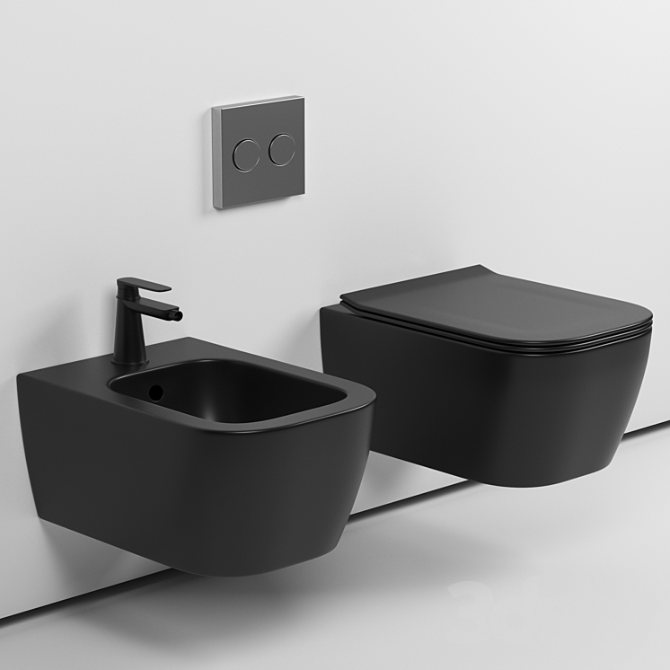 Hänge Bidet Harmo Schwarz Matt 3DS Max - thumbnail 1