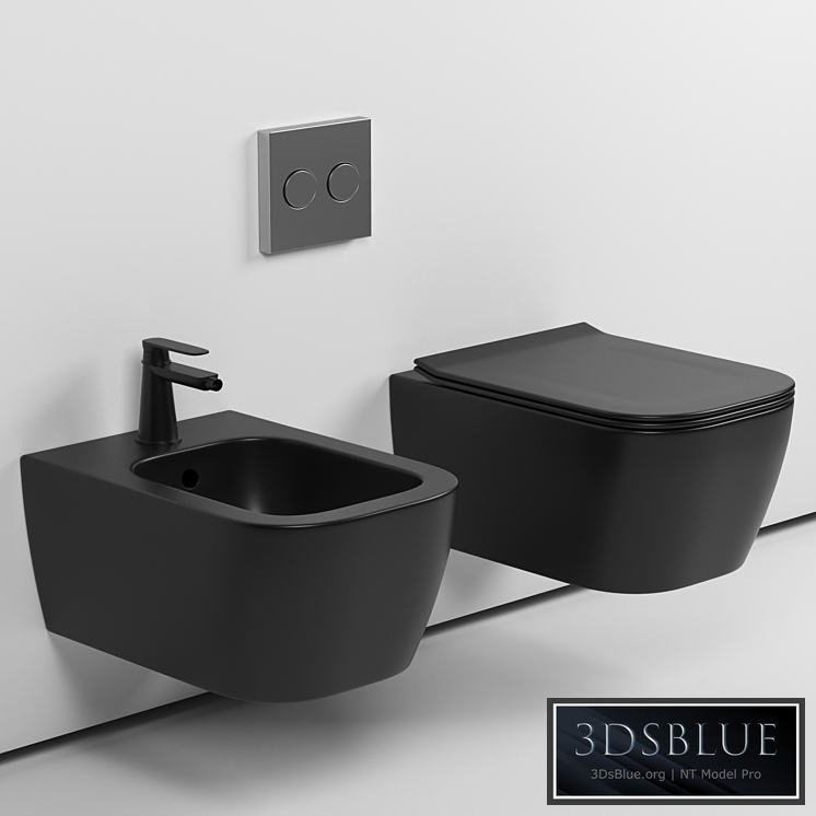 Hänge Bidet Harmo Schwarz Matt 3DS Max - thumbnail 3