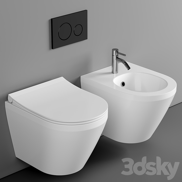 Kit Installation system VitrA 800-2012 with flush button 3DS Max Model - thumbnail 1